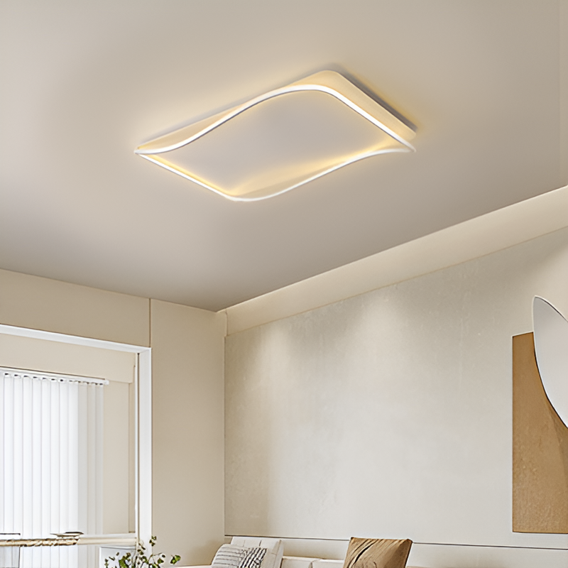 Люстра біла стельова світлодіодна з пультом Геометрія L-90 cm H-8 cm Led Geometry White 250731-100005458
