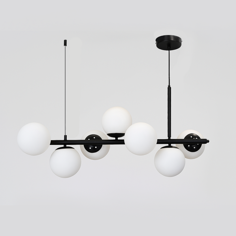 Люстра підвісна чорна з білими матовими плафонами Модо L-80 cm E27x7 Black+White Modo new 250735-100005539