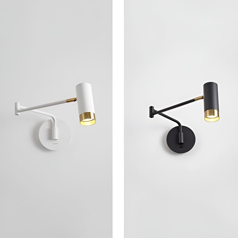 Бра повортний чорний / білий з золотом з вимикачем на корпусі L-55cm Spot arm White+Gold/ Black+Gold 230958-100002494