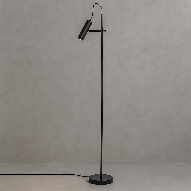 Торшер чорний з циліндричним плафоном H-152 cm GU10 Black Cylinder 250740-100005486