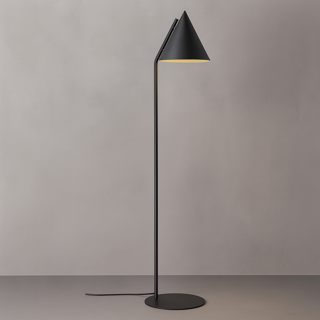 Торшер чорний з плафоном конусом Конус H-143 cm E27 Black Cone Circle 250740-100005484