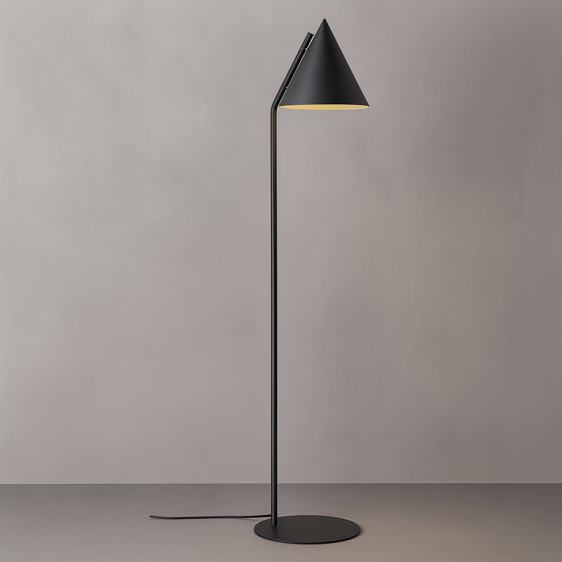 Торшер чорний з плафоном конусом Конус H-143 cm E27 Black Cone Circle 250740-100005484