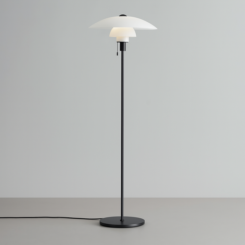 Торшер чорний з білим матовим плафоном Мінімал H-150 cm E27 Black+White Minimal 25079-100005488