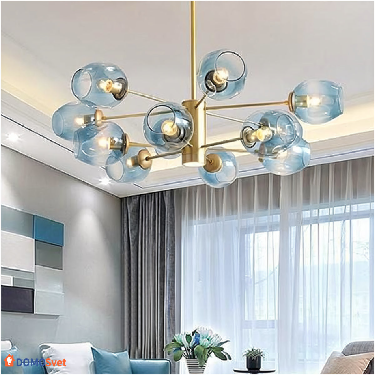 Люстра Glass Gold Blue Domosvet Design 25103-244020