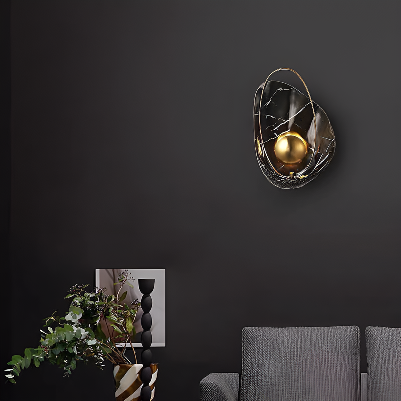 Бра-мушля чорна з мармуру H-40 cm Led 5W 3000K Black Pearl Wall Marble 210718-100000062