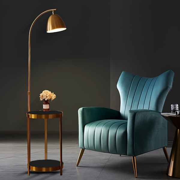Торшер з чорним столиком бронзовий Brass 250722-100005409