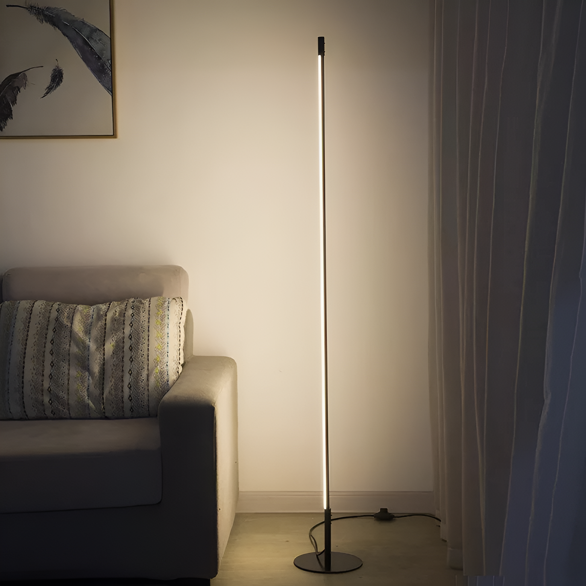 Торшер чорний лінійний H-150 cm Led 25W Black Pipeline Linear 4000K 220522-100000755
