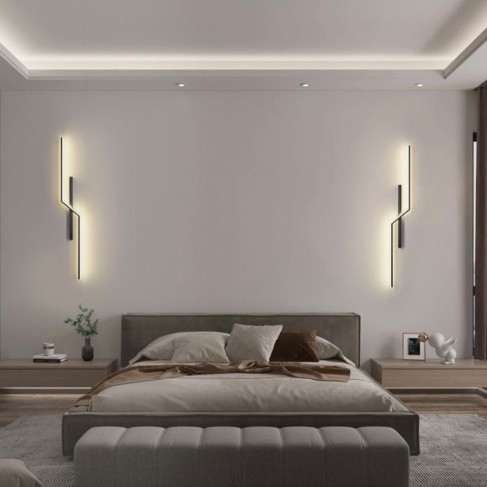 Бра чорне світлодіодне Left / Right H-60 cm/H-100 cm Led 13W/8W Black Double lines 230718-100002333