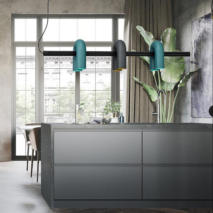 Люстра з рухомими світильниками L-120 cm Led 20W 4000K H-25-120 cm Black+Green Track lamp 251218-100006971
