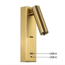 Бра з вимикачем на корпусі Led 3W 3000K USB-A + USB-C Gold  Teco spot 260828-100008638