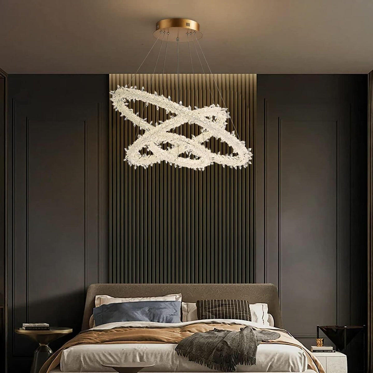 Підвісна люстра біла з золотом 3 кільця D-80+60+40 cm Led 100W Gold 3-rings Alice 231158-100002770