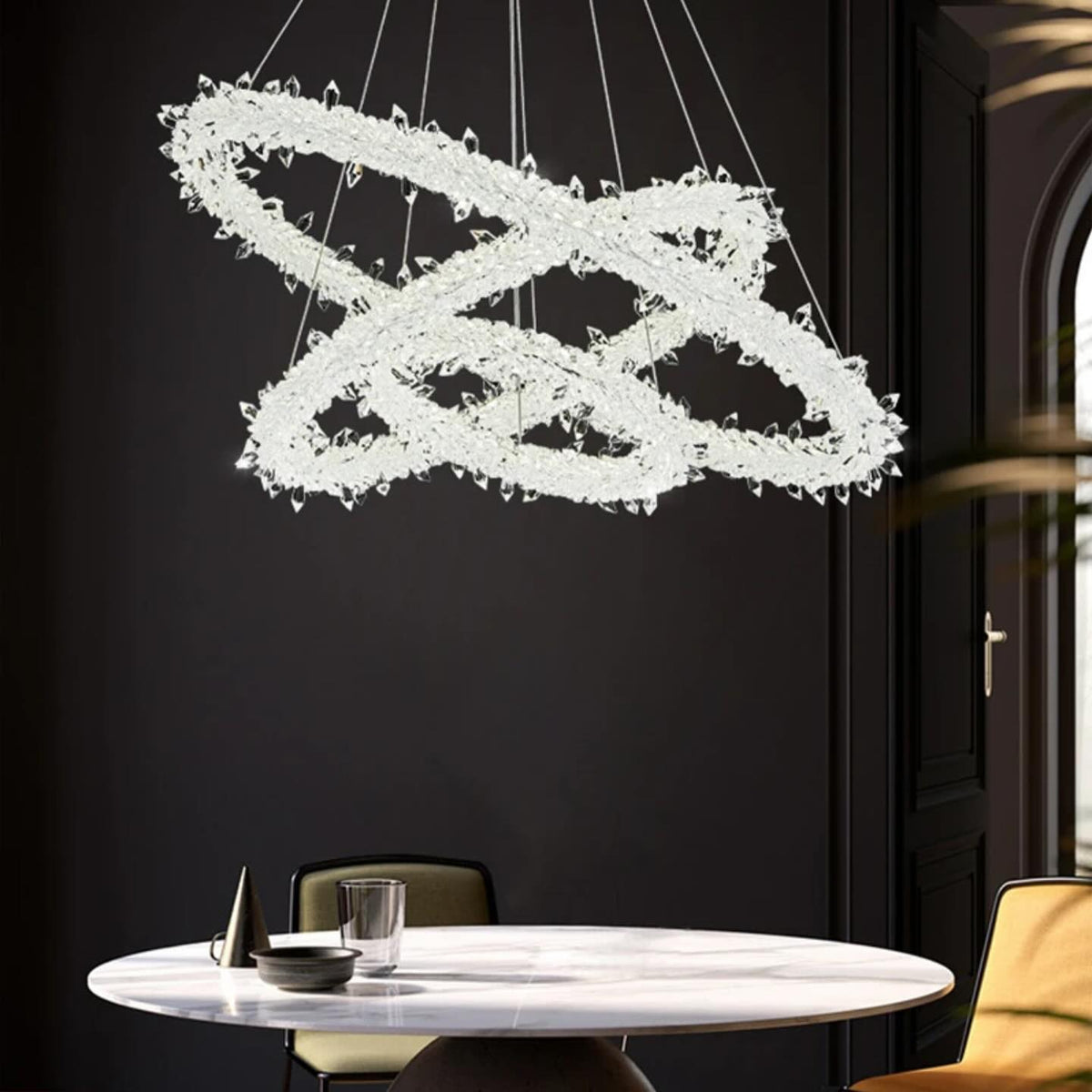 Підвісна люстра біла з золотом 3 кільця D-80+60+40 cm Led 100W Gold 3-rings Alice 231158-100002770