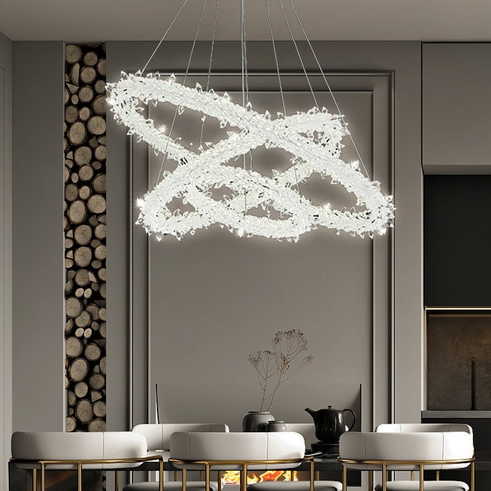 Підвісна люстра біла з золотом 3 кільця D-80+60+40 cm Led 100W Gold 3-rings Alice 231158-100002770