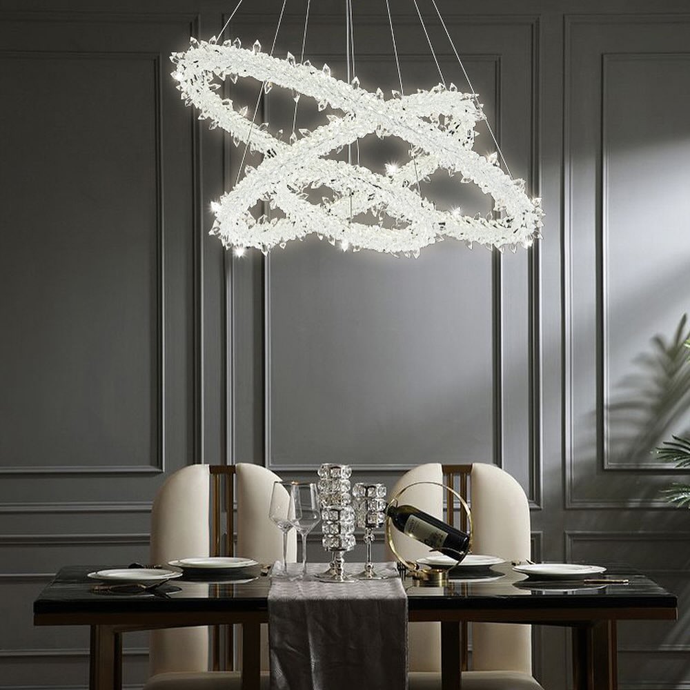 Підвісна люстра біла з золотом 3 кільця D-80+60+40 cm Led 100W Gold 3-rings Alice 231158-100002770
