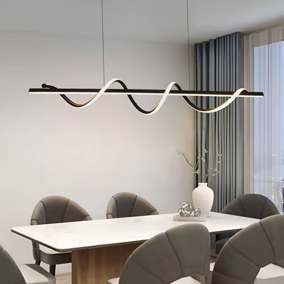 Люстри підвісні хвилясті чорні  L-100 cm / L-120 cm Led 3000K-6000K Black Gemo wave 231118-100002830