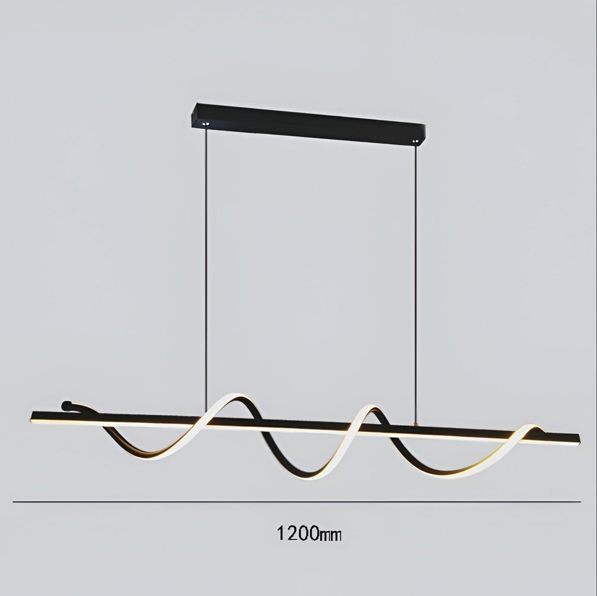 Люстри підвісні хвилясті чорні  L-100 cm / L-120 cm Led 3000K-6000K Black Gemo wave 231118-100002830