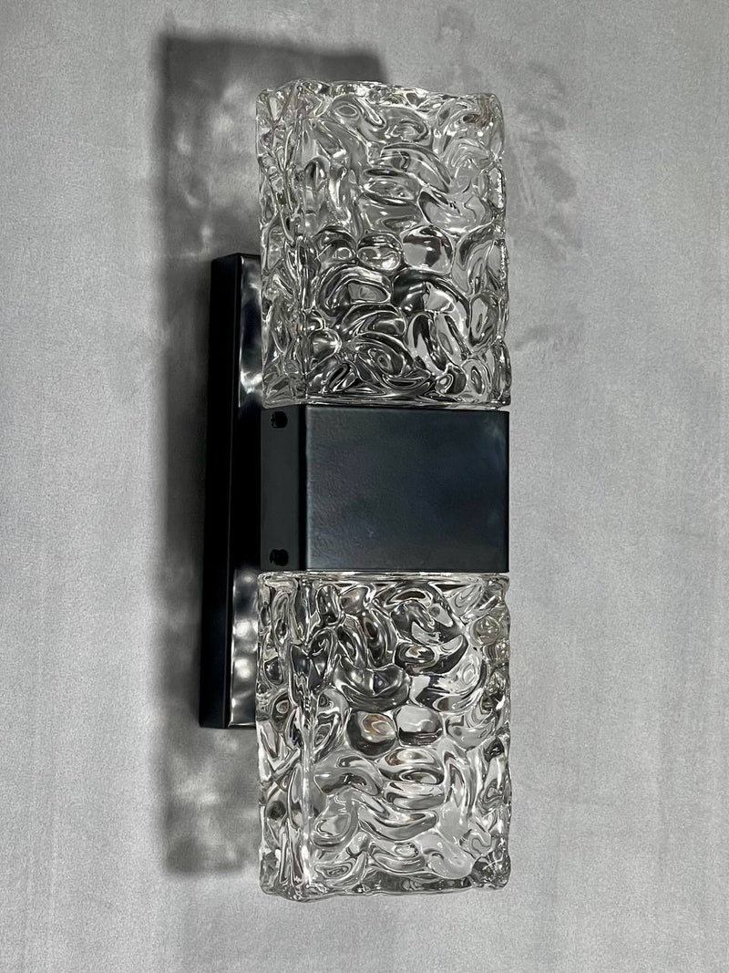 Настінний світильник чорний H-30 cm Led 8W Black Wavy Glass 251188-100006523