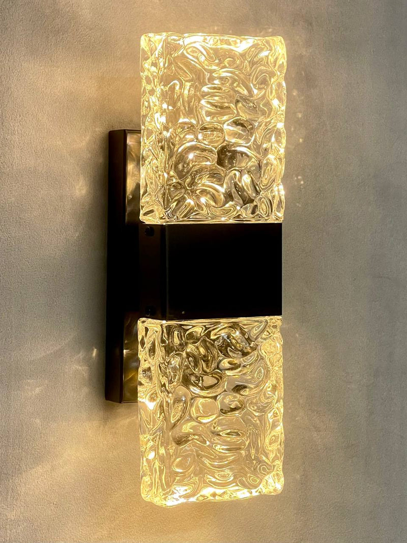 Настінний світильник чорний H-30 cm Led 8W Black Wavy Glass 251188-100006523