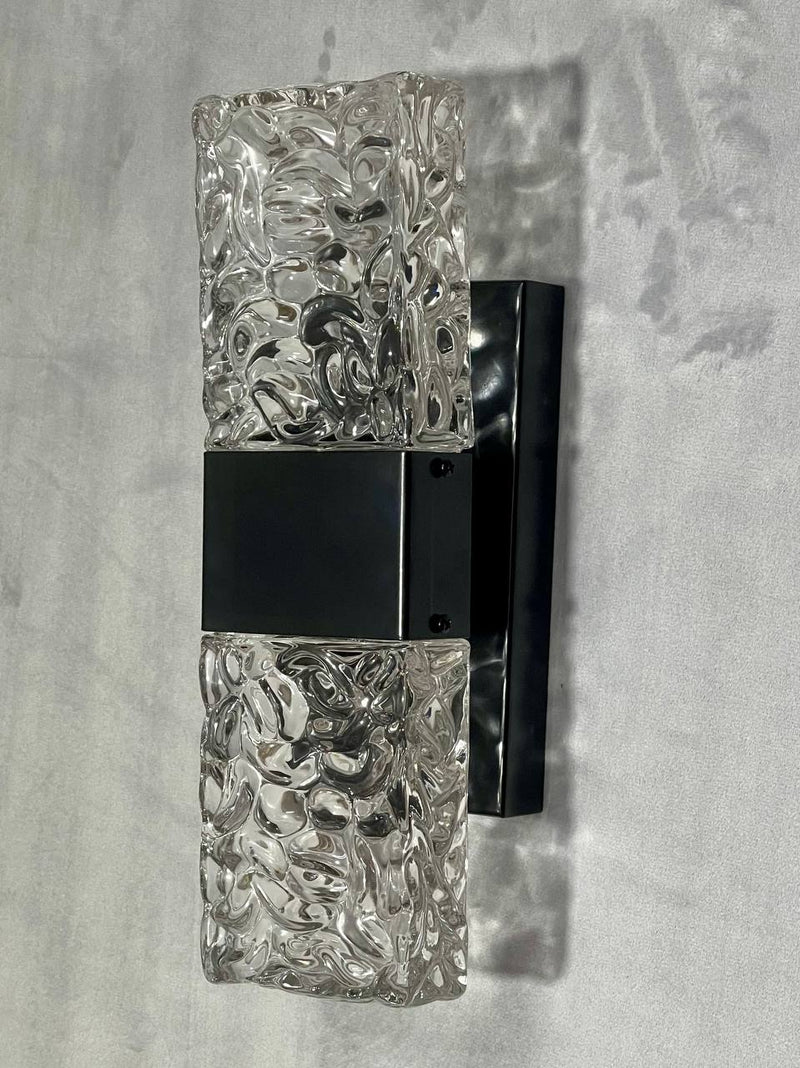 Настінний світильник чорний H-30 cm Led 8W Black Wavy Glass 251188-100006523