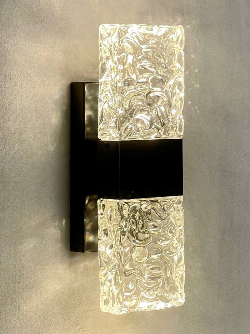 Настінний світильник чорний H-30 cm Led 8W Black Wavy Glass 251188-100006523