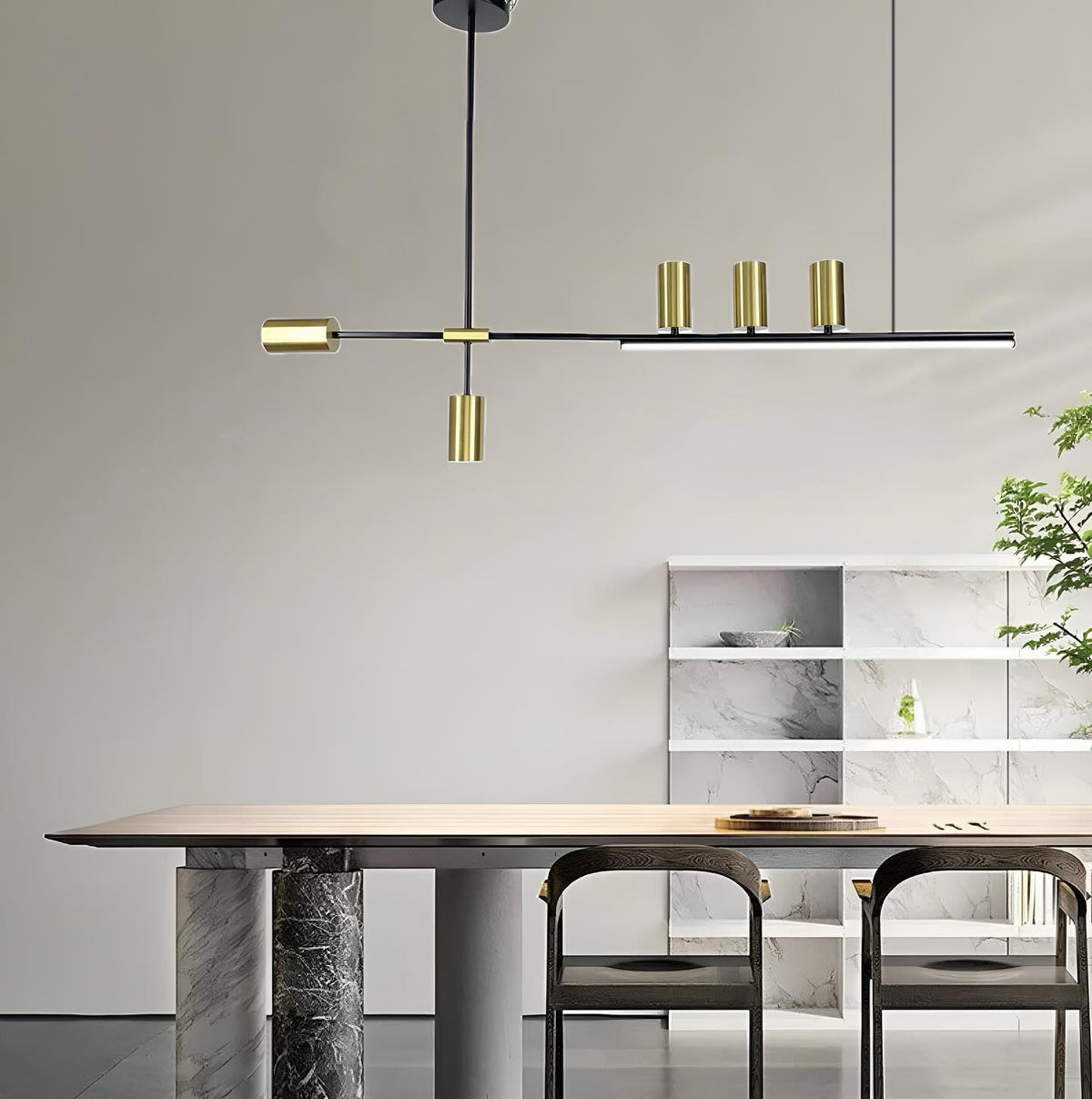 Люстра Line bun attic L-117 см Н-42-75 см 40W 4000K Black / Black + Gold 231218-100002864