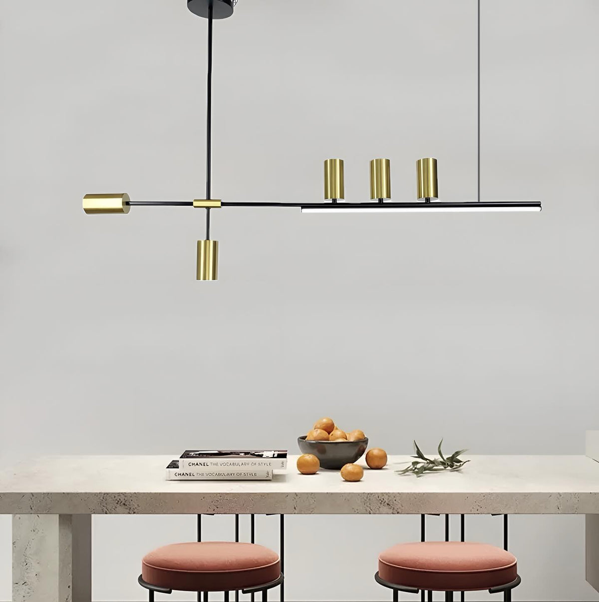 Люстра Line bun attic L-117 см Н-42-75 см 40W 4000K Black / Black + Gold 231218-100002864