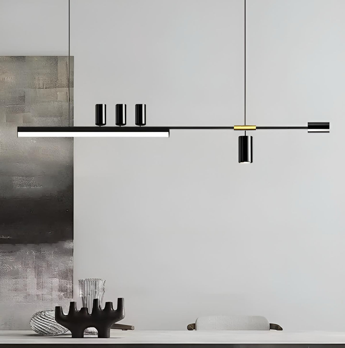 Люстра Line bun attic L-117 см Н-42-75 см 40W 4000K Black / Black + Gold 231218-100002864