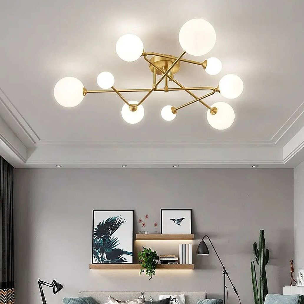 Люстра золота з білими плафонами H-26 cm lamp 4 / 6 / 9 Gold Cherry 231258-100002878