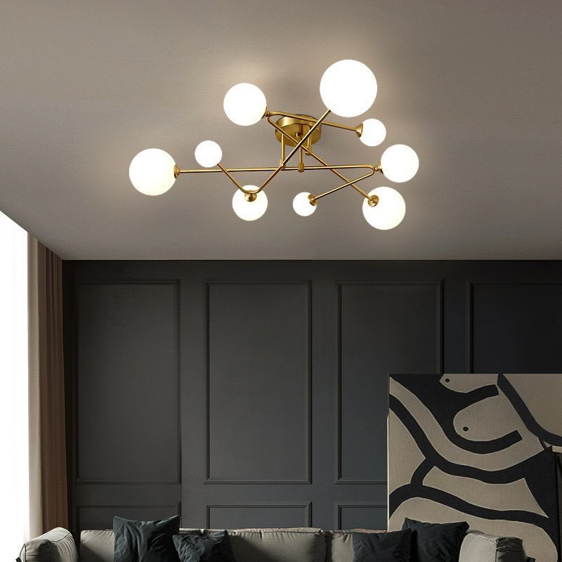 Люстра золота з білими плафонами H-26 cm lamp 4 / 6 / 9 Gold Cherry 231258-100002878
