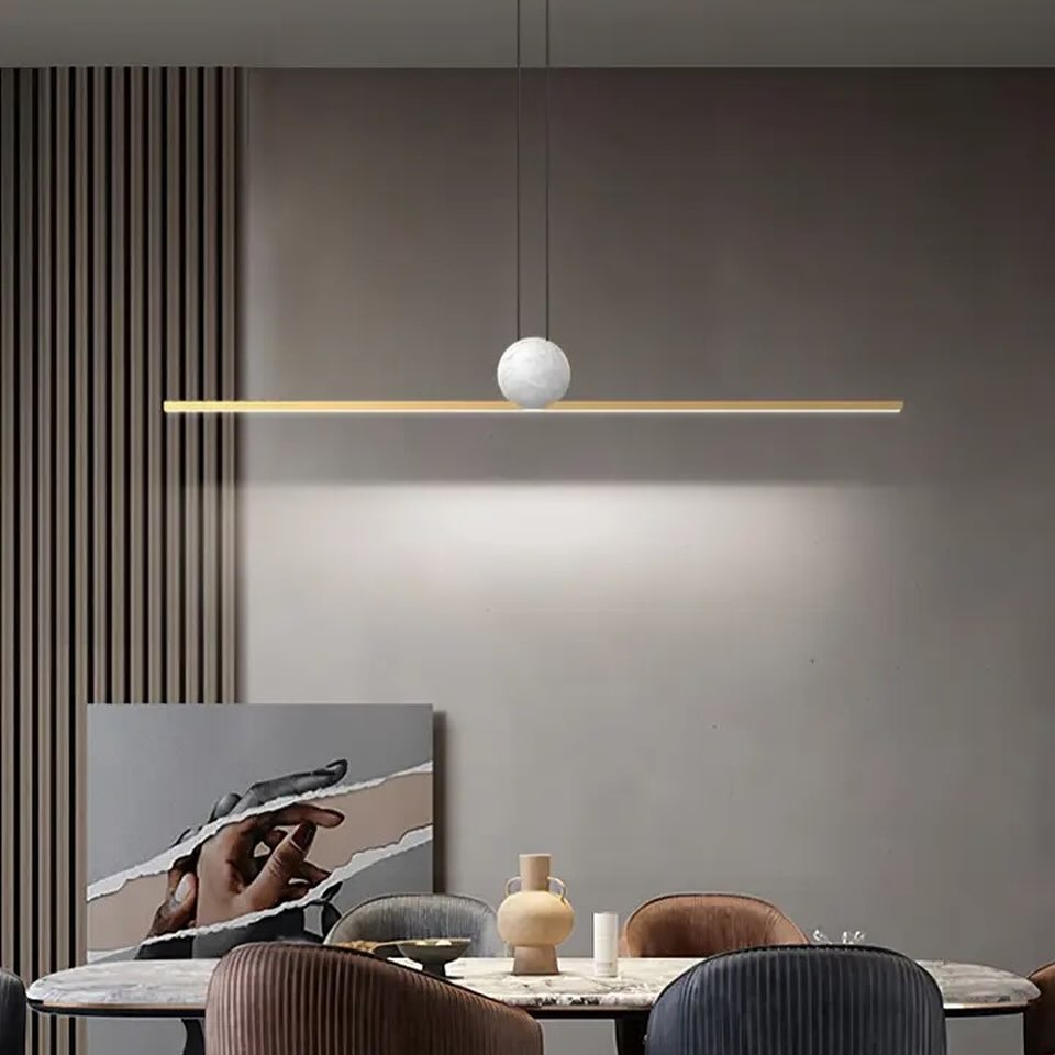 Підвісна люстра Line and marble Gold / Black L-100 см / L-120 см 4000К 231258-100002910