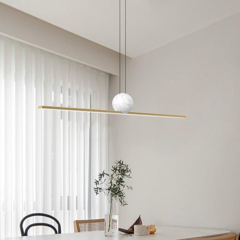 Підвісна люстра Line and marble Gold / Black L-100 см / L-120 см 4000К 231258-100002910