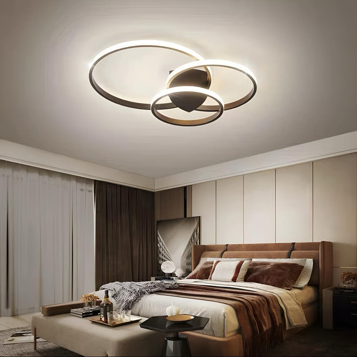 Стельові люстри з пультом Ceiling ring D-30+40+50 см 3000К-4000К-6000К Black / White / Silver 240119-100002933