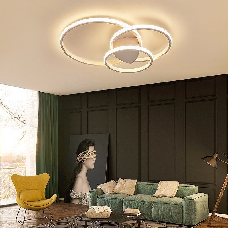 Стельові люстри з пультом Ceiling ring D-30+40+50 см 3000К-4000К-6000К Black / White / Silver 240119-100002933