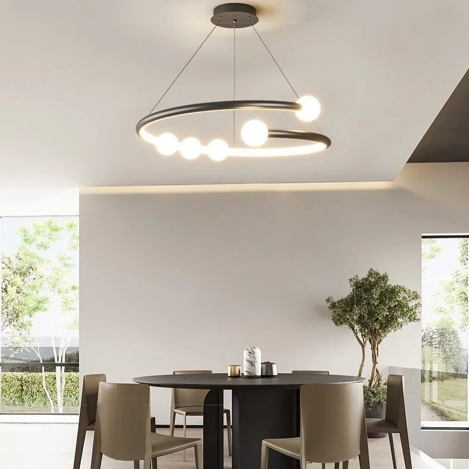 Люстри підвісні чорні D-60 cm Led 53W 3000K-6000K Black Pearls halves 240118-100002955