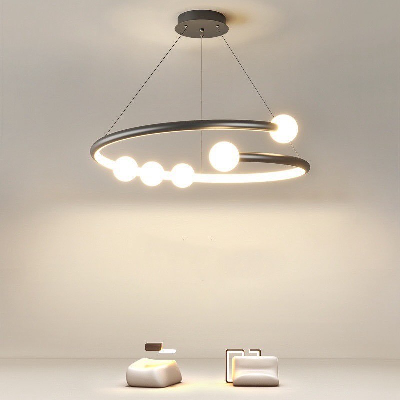 Люстри підвісні чорні D-60 cm Led 53W 3000K-6000K Black Pearls halves 240118-100002955