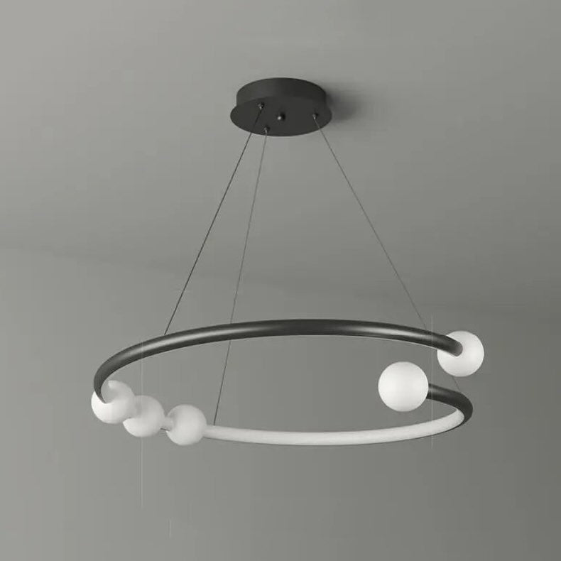 Люстри підвісні чорні D-60 cm Led 53W 3000K-6000K Black Pearls halves 240118-100002955