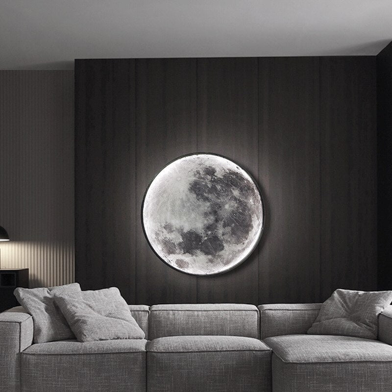 Бра місяць чорний сучасний D-80 cm Large 38W 3000K-6000K Black Natural Moon 240158-100002965