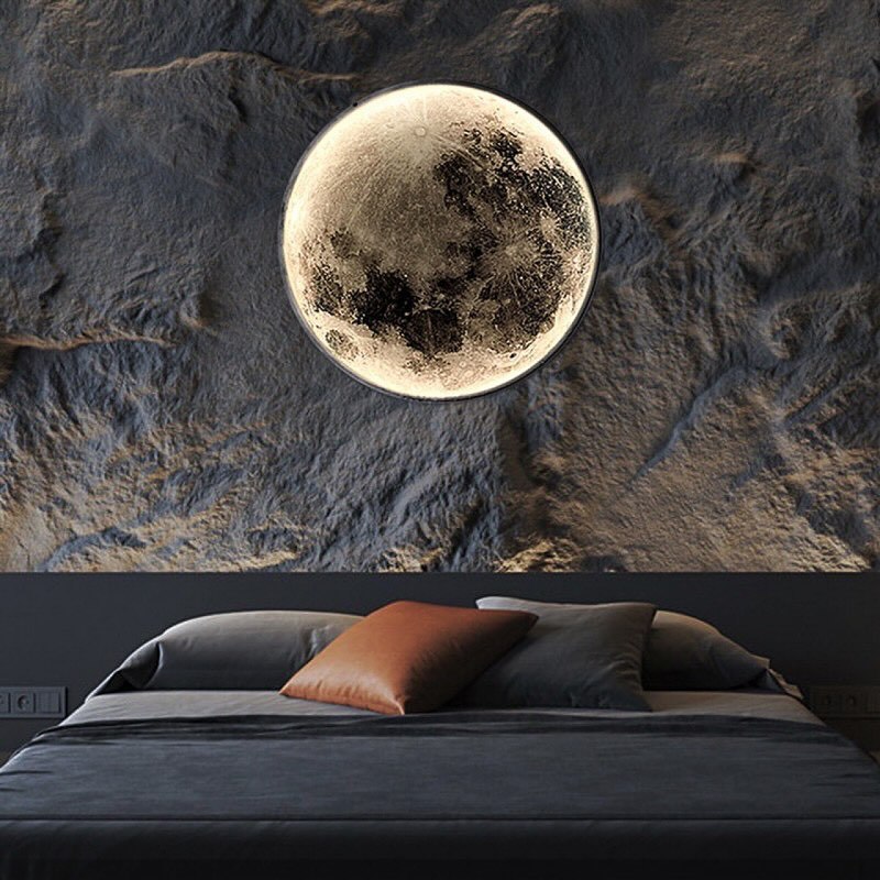 Бра місяць чорний сучасний D-80 cm Large 38W 3000K-6000K Black Natural Moon 240158-100002965