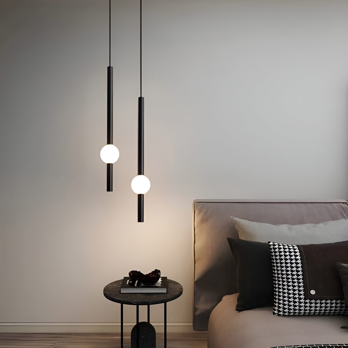 Підвісний світильник чорний H-60cm / H-90cm Led 3 режими Black Elegant Tube 250618-100005154