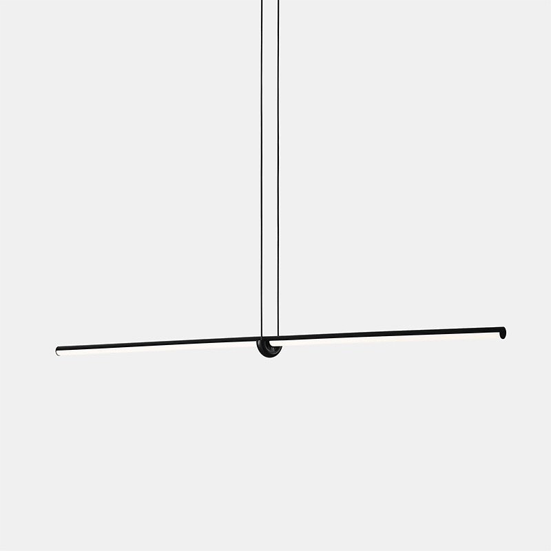 Підвісна чорна лінійна люстра L-130 см 38W 4000K Black Long slim simple 240158-100002996