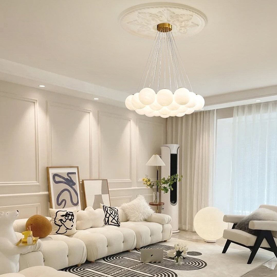 Підвісна люстра золота на 7/ 13/ 19 ламп Gold + White Pumpo bubbles 240119-100003000