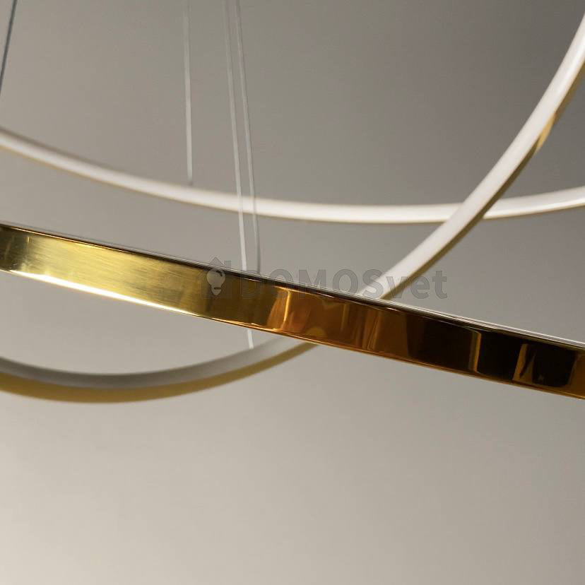 Люстра золота підвісна три кільця D-80+60+40 см Н-50-180 см Led Gold 3000К-6000К Rimy 240158-100003016