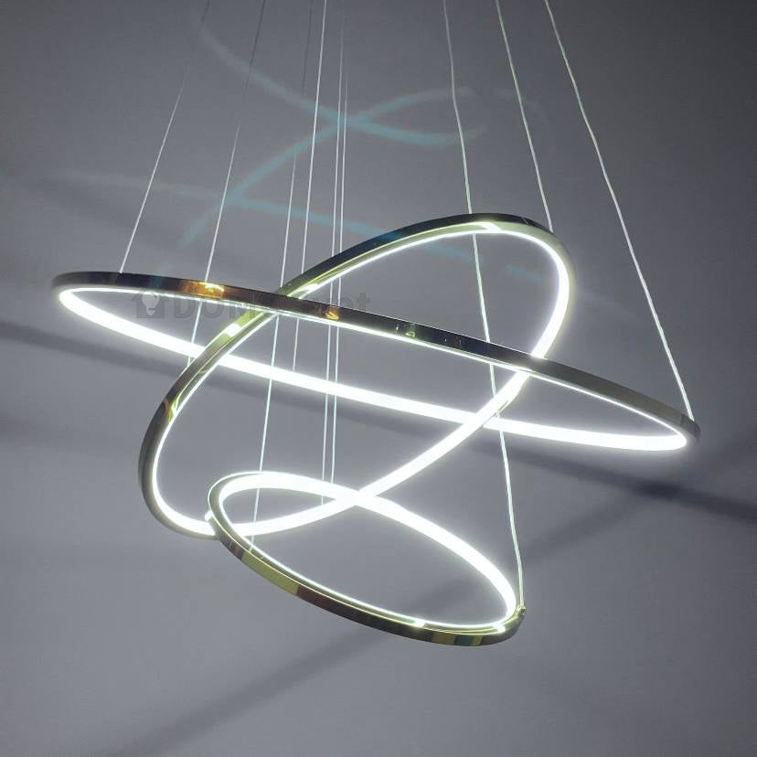 Люстра золота підвісна три кільця D-80+60+40 см Н-50-180 см Led Gold 3000К-6000К Rimy 240158-100003016