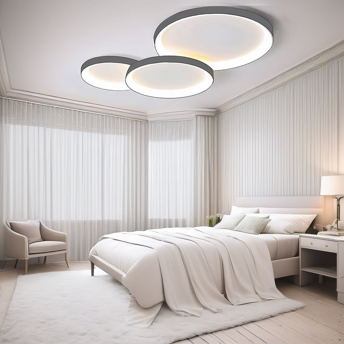 Стельовий світильник з пультом Ceiling misk White / Black / Grey 75W 3000K-4000K-6000K D-40+50+60 см 231219-100002918