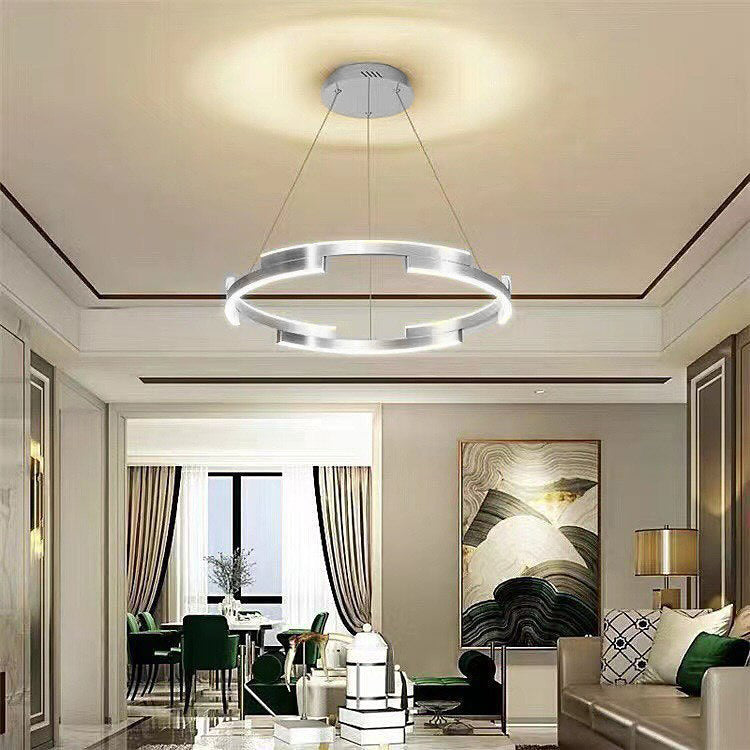 Підвісна люстра з пультом Longi Circle silver D-60 см 50W 3000K-6000K Silver + White 240319-100003100