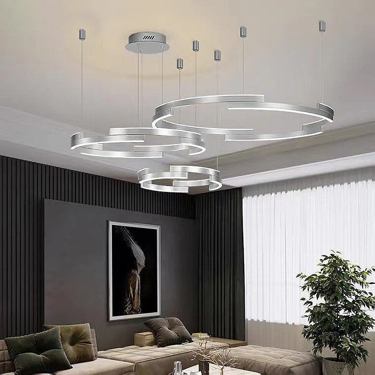 Підвісна люстра з пультом Longi Circle silver D-40+50+60 см 120W 3000K-6000K Silver + White 240319-100003099