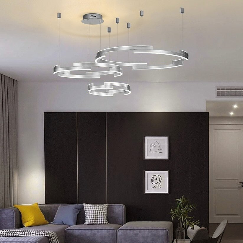 Підвісна люстра з пультом Longi Circle silver D-40+50+60 см 120W 3000K-6000K Silver + White 240319-100003099