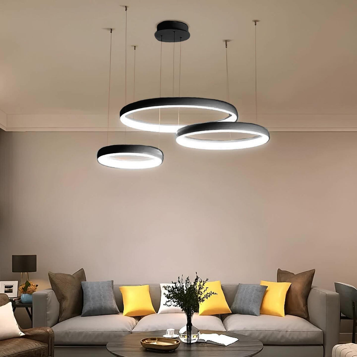 Люстра Circle trio з пультом D-40+50+60 см 3000К-6000К White / Black / Grey 240219-100003068