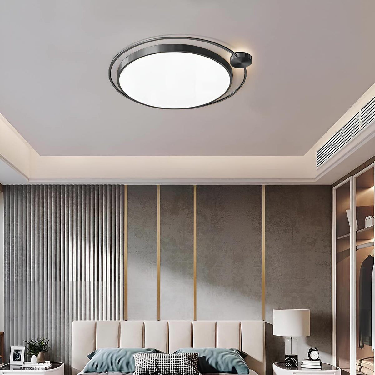 Стельовий світильник круглий чорний D-50 cm Led 38W 3000K 4500K 6000K Black orbit Ceiling 240358-100003142