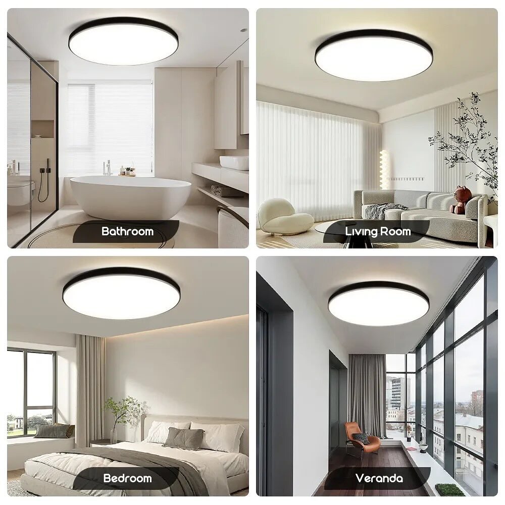 Стельовий світильник Basically Ceiling Black D-25 см / D-30 см / D-35 см / D-45 см 4000К ІР20 Н-5 см 240319-100003153